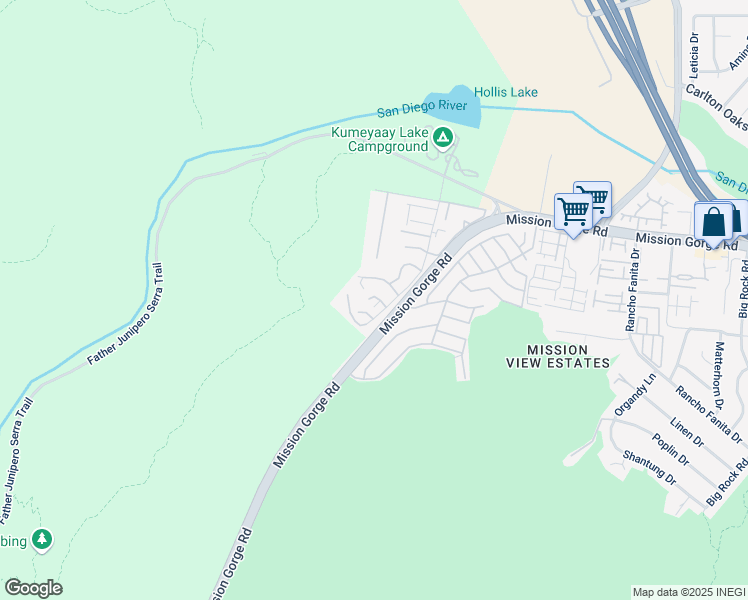map of restaurants, bars, coffee shops, grocery stores, and more near 7398 Park View Court in Santee