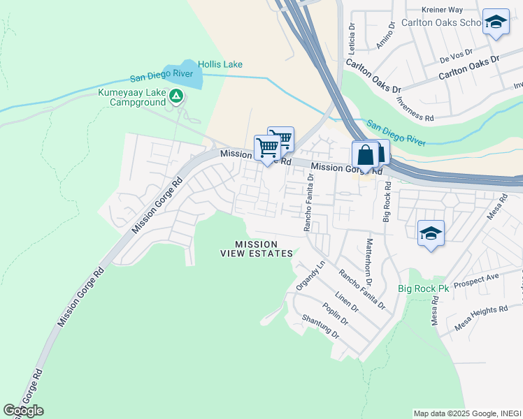 map of restaurants, bars, coffee shops, grocery stores, and more near 7714 Jasmine Court in Santee