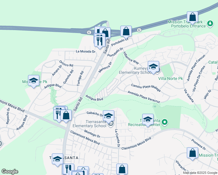map of restaurants, bars, coffee shops, grocery stores, and more near 6211 Calle Mariselda in San Diego