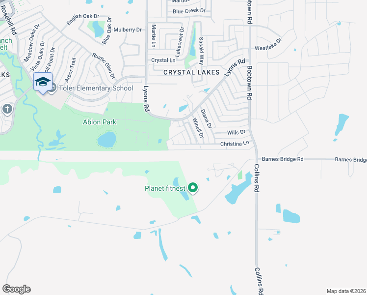 map of restaurants, bars, coffee shops, grocery stores, and more near 5814 Stephen Court in Garland
