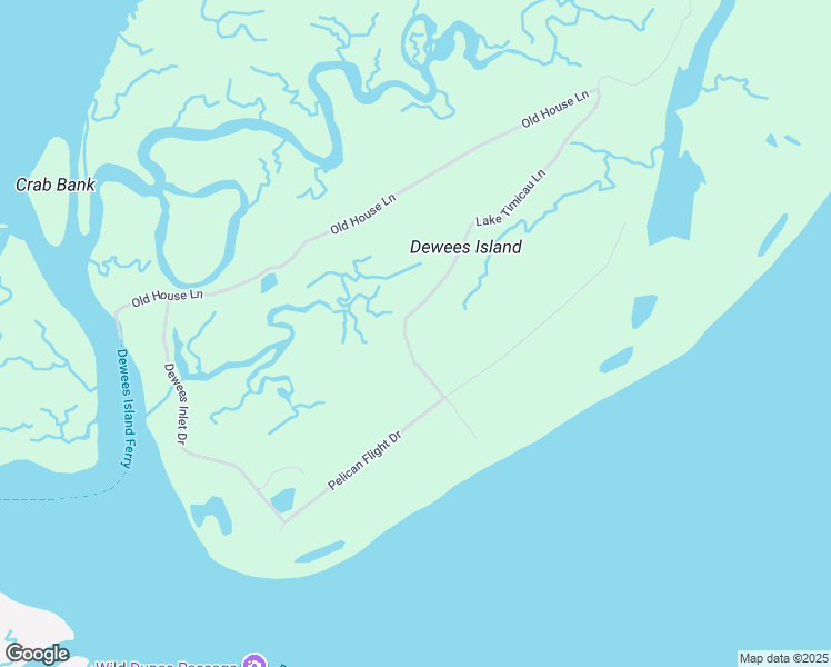 map of restaurants, bars, coffee shops, grocery stores, and more near 122 Lake Timicau Lane in Dewees Island