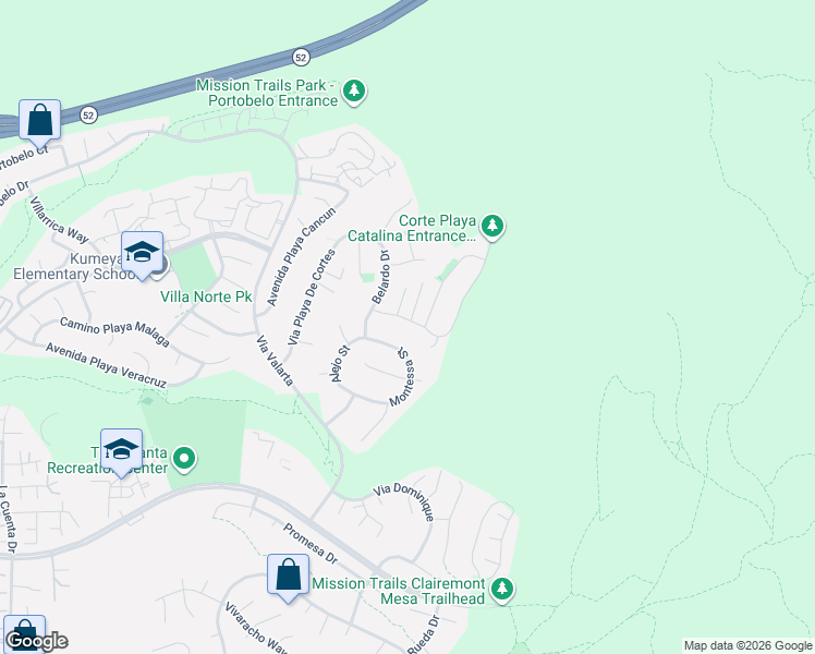 map of restaurants, bars, coffee shops, grocery stores, and more near 11525 Camino Playa Catalina in San Diego