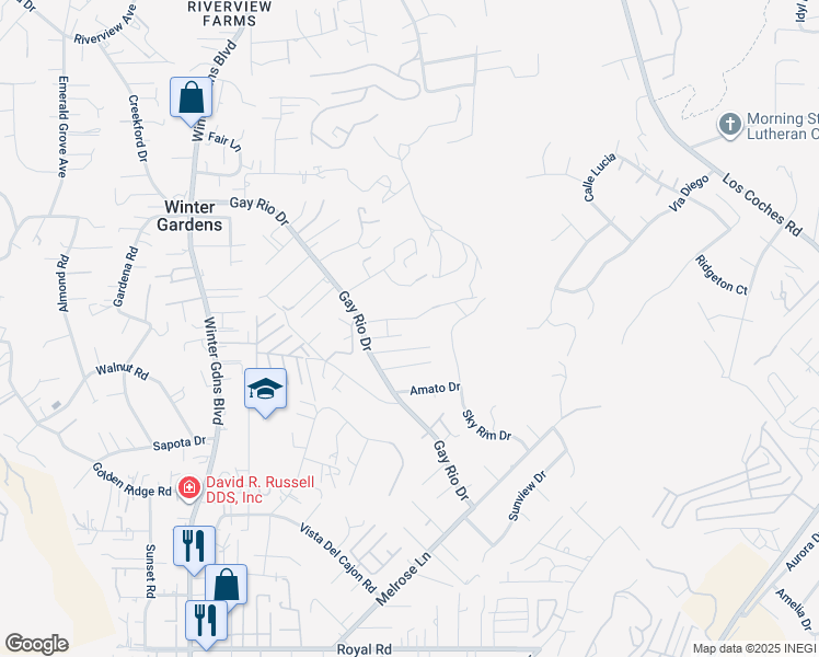 map of restaurants, bars, coffee shops, grocery stores, and more near 12063 Gay Rio Way in Lakeside