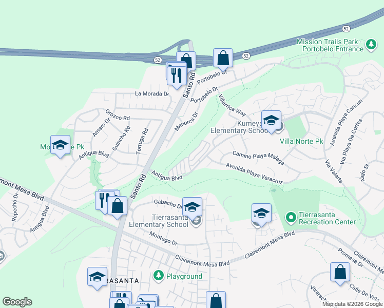 map of restaurants, bars, coffee shops, grocery stores, and more near 6211 Calle Mariselda in San Diego