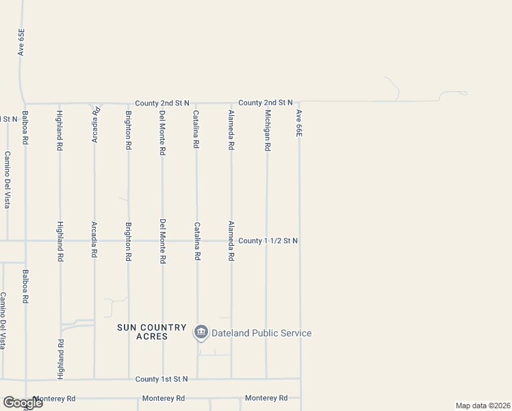 map of restaurants, bars, coffee shops, grocery stores, and more near Michigan Road in Dateland