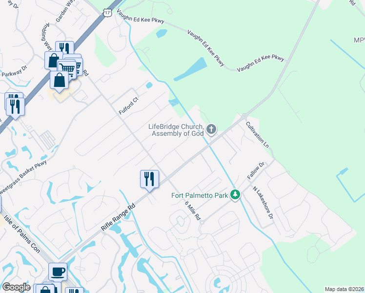 map of restaurants, bars, coffee shops, grocery stores, and more near 2244 Spring Hope Drive in Mount Pleasant