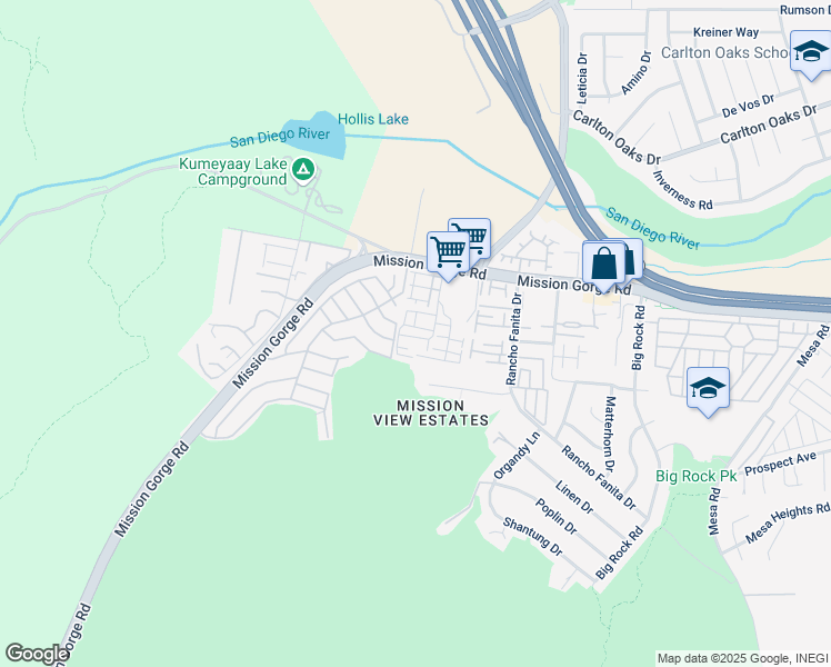 map of restaurants, bars, coffee shops, grocery stores, and more near 23 Wren Street in Santee