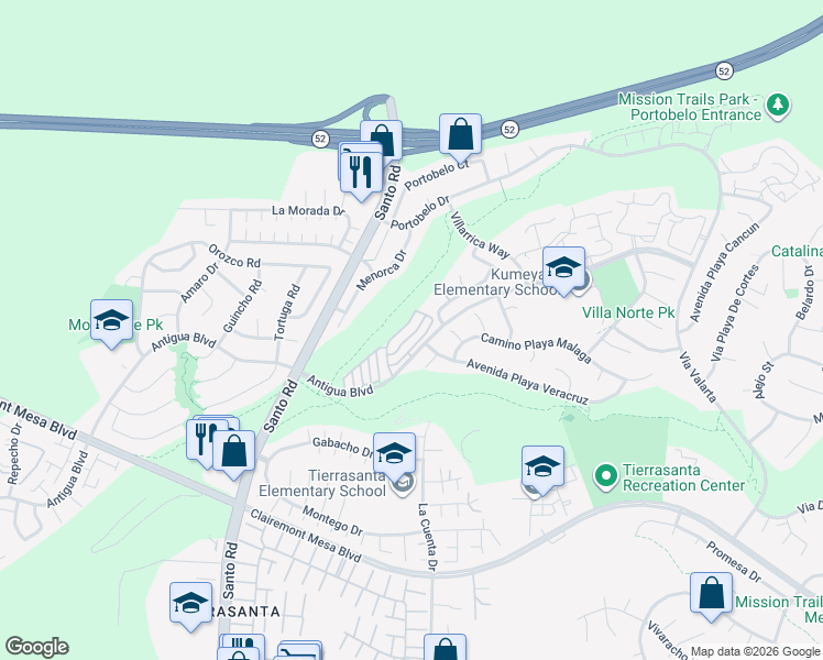 map of restaurants, bars, coffee shops, grocery stores, and more near 6231 Calle Mariselda in San Diego
