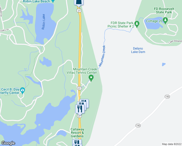 map of restaurants, bars, coffee shops, grocery stores, and more near 1091 Duck Pond Bridge in Pine Mountain