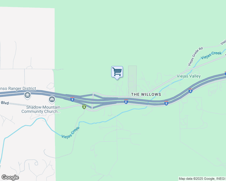 map of restaurants, bars, coffee shops, grocery stores, and more near 3962 Willows Road in Alpine