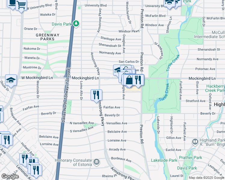 map of restaurants, bars, coffee shops, grocery stores, and more near 4324 Livingston Avenue in Dallas