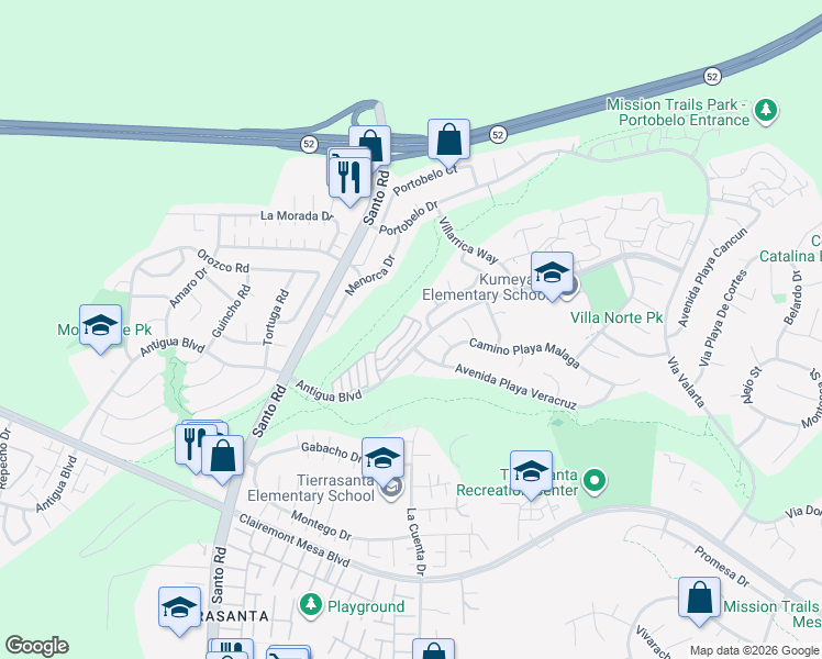 map of restaurants, bars, coffee shops, grocery stores, and more near 6161 Calle Mariselda in San Diego