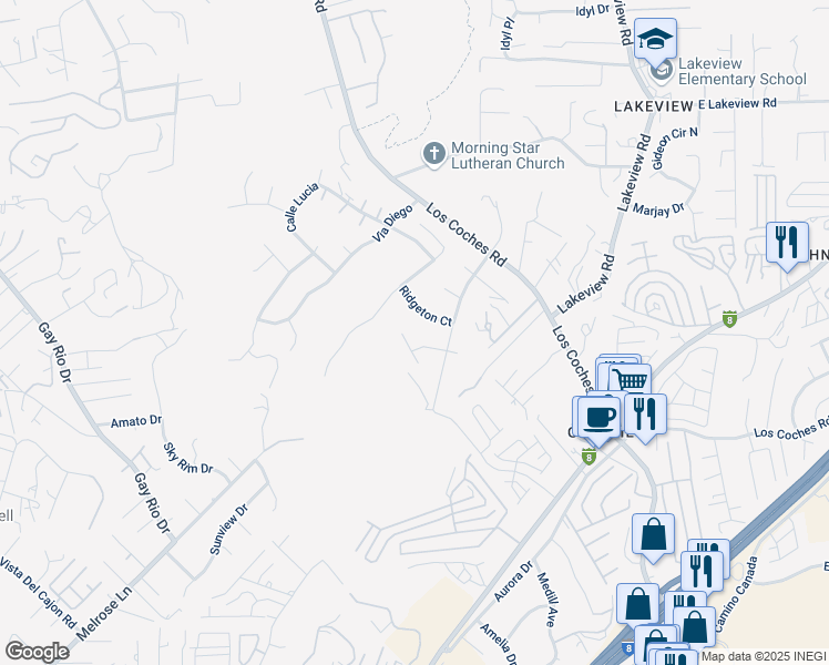 map of restaurants, bars, coffee shops, grocery stores, and more near 8831 Castle Brook Court in Lakeside
