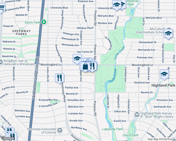 map of restaurants, bars, coffee shops, grocery stores, and more near 4217 Livingston Avenue in Dallas