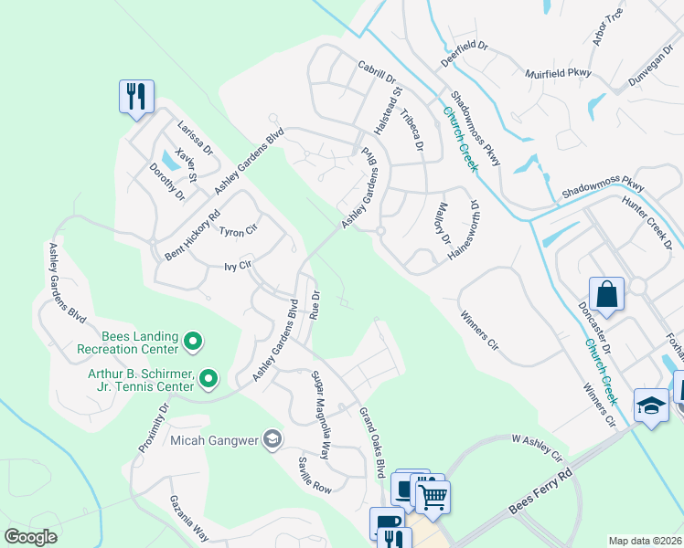 map of restaurants, bars, coffee shops, grocery stores, and more near 740 Certificate Court in Charleston