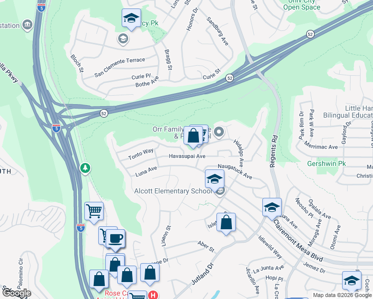map of restaurants, bars, coffee shops, grocery stores, and more near 2868 Wyandotte Avenue in San Diego