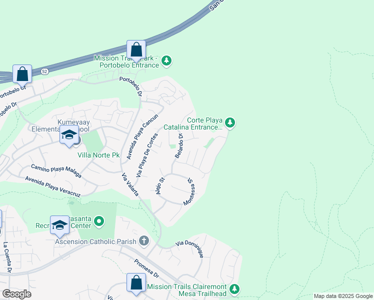 map of restaurants, bars, coffee shops, grocery stores, and more near 5066 Terraza Playa Catalina in San Diego