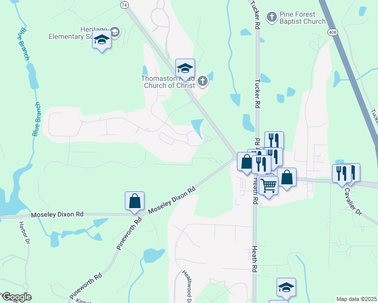 map of restaurants, bars, coffee shops, grocery stores, and more near 5710 McKinley Drive in Macon
