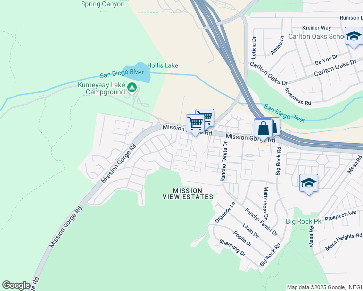 map of restaurants, bars, coffee shops, grocery stores, and more near 1506 Mirabelle Lane in Santee