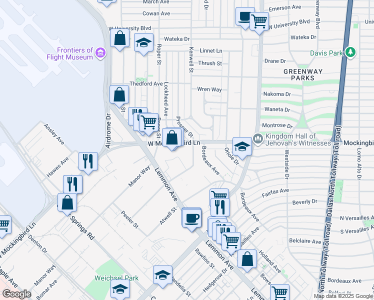 map of restaurants, bars, coffee shops, grocery stores, and more near in Plano
