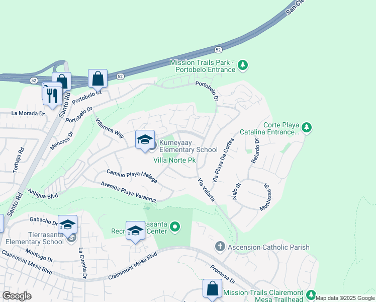 map of restaurants, bars, coffee shops, grocery stores, and more near 11237 Corte Playa Azteca in San Diego