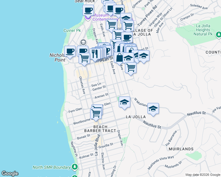 map of restaurants, bars, coffee shops, grocery stores, and more near 716 Glenview Lane in San Diego