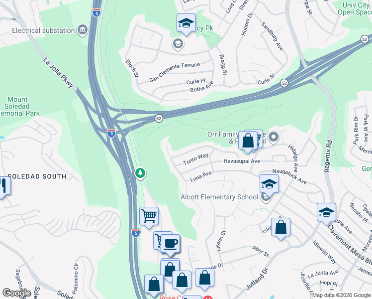 map of restaurants, bars, coffee shops, grocery stores, and more near 2656 Wyandotte Avenue in San Diego