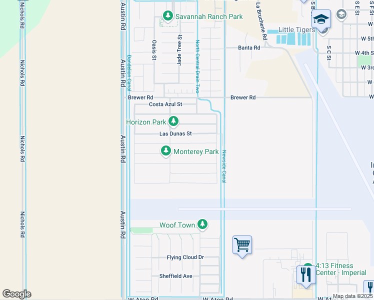 map of restaurants, bars, coffee shops, grocery stores, and more near 660 Las Lomas Street in Imperial