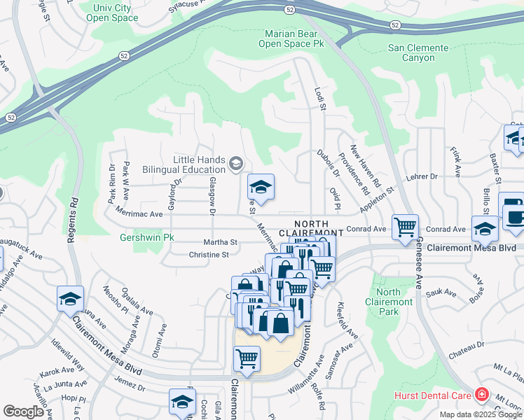 map of restaurants, bars, coffee shops, grocery stores, and more near 4050 Appleton Street in San Diego