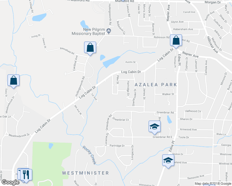 map of restaurants, bars, coffee shops, grocery stores, and more near 3875 Deanna Drive in Macon