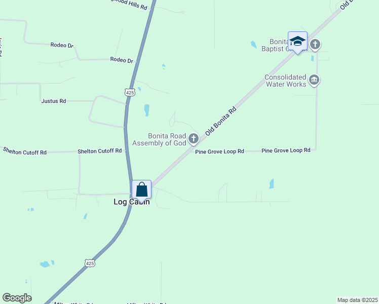 map of restaurants, bars, coffee shops, grocery stores, and more near 6631 Pine Grove Loop Road in Bastrop