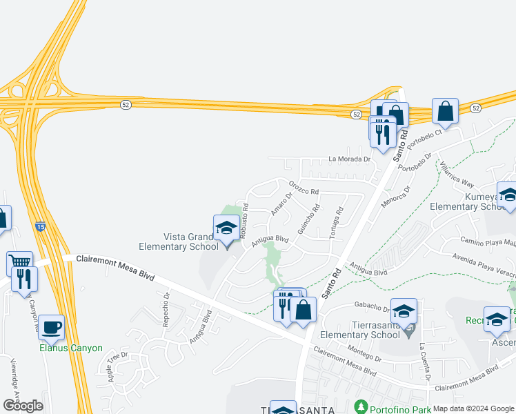 map of restaurants, bars, coffee shops, grocery stores, and more near 10316 Muchacha Way in San Diego