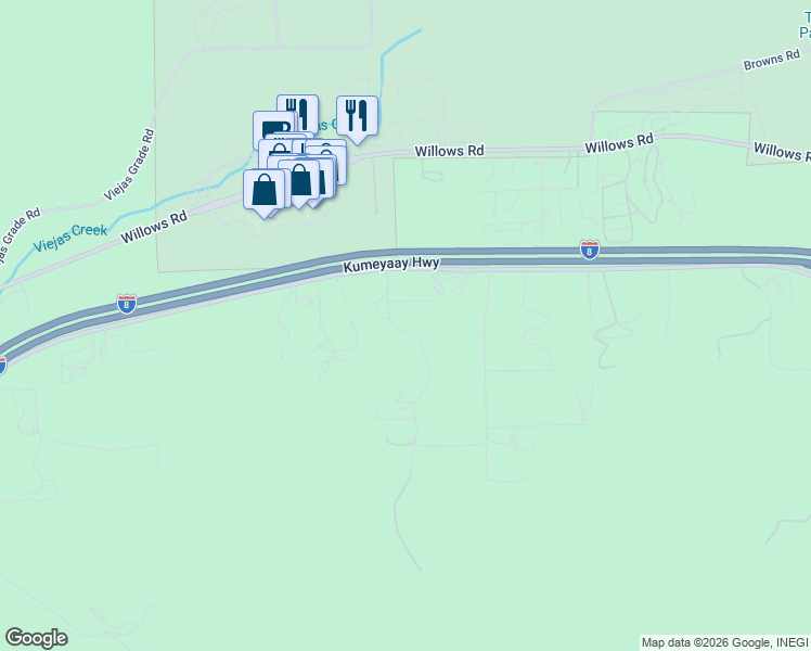 map of restaurants, bars, coffee shops, grocery stores, and more near Casa De Roca Way in Alpine