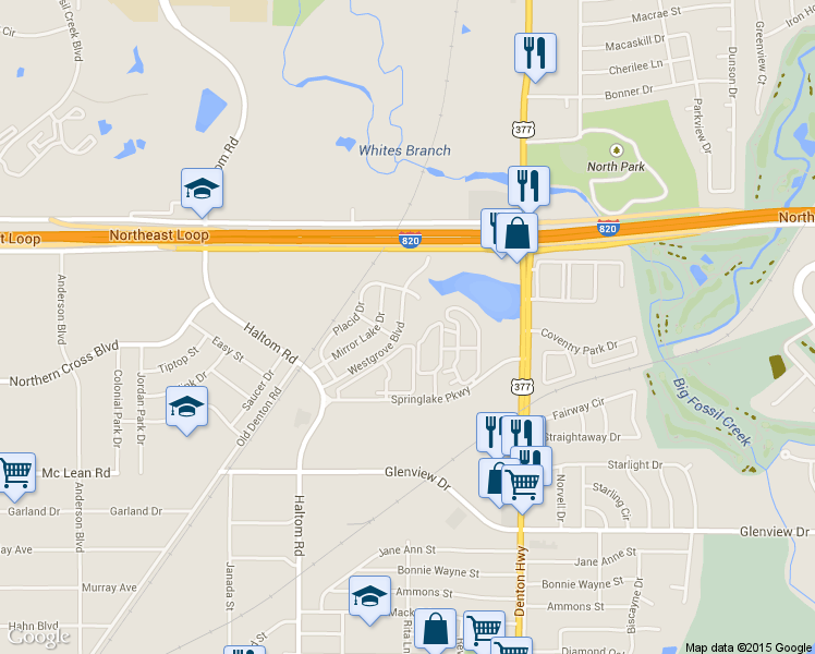 map of restaurants, bars, coffee shops, grocery stores, and more near 5204 Westgrove Blvd in Haltom City