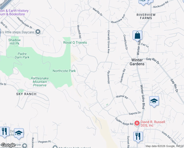 map of restaurants, bars, coffee shops, grocery stores, and more near 8815 Golden Ridge Road in Lakeside