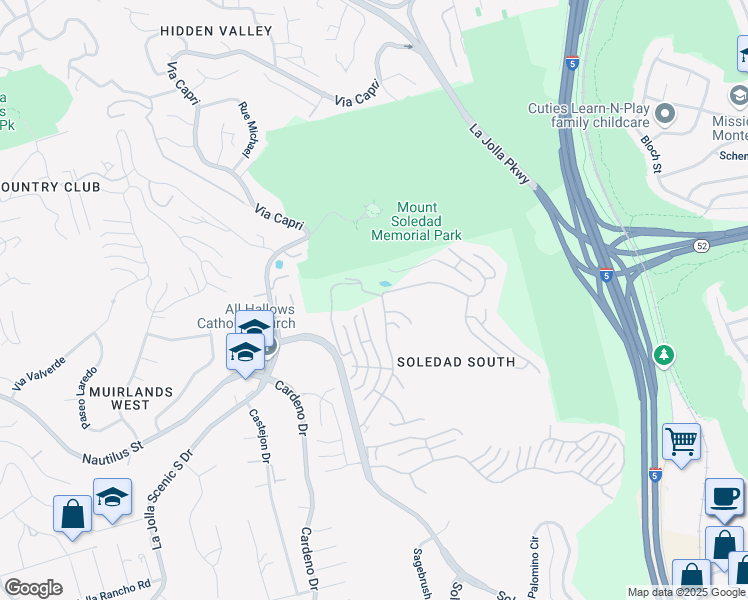 map of restaurants, bars, coffee shops, grocery stores, and more near 6469 Caminito Blythefield in San Diego