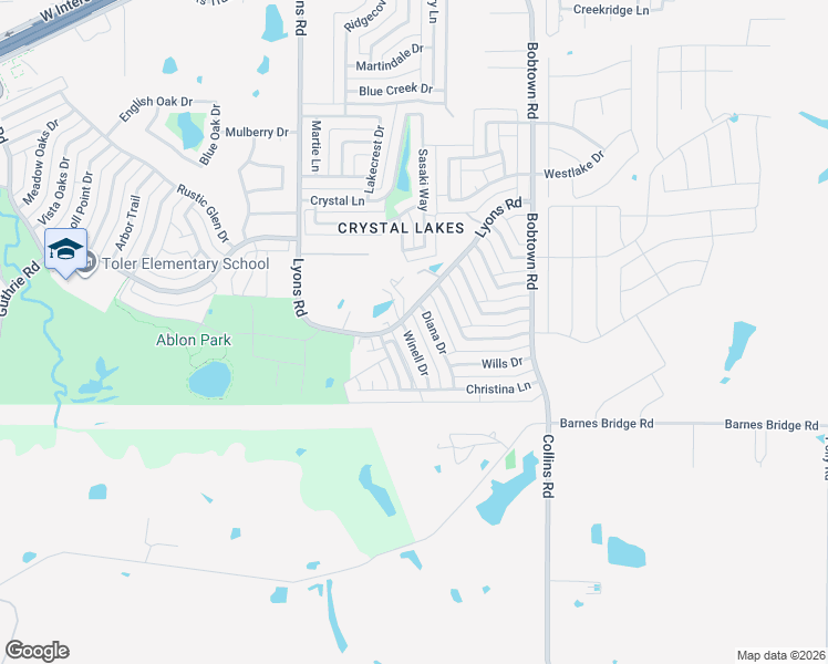 map of restaurants, bars, coffee shops, grocery stores, and more near 5806 Winell Drive in Garland