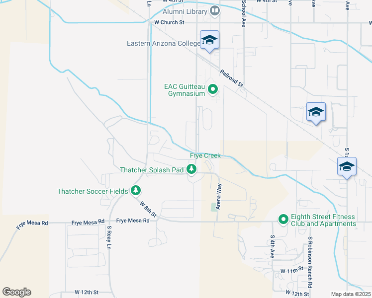 map of restaurants, bars, coffee shops, grocery stores, and more near 300 South Stadium Avenue in Thatcher