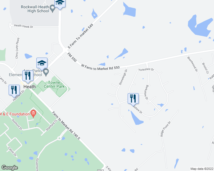 map of restaurants, bars, coffee shops, grocery stores, and more near 3 Westchester Court in Heath