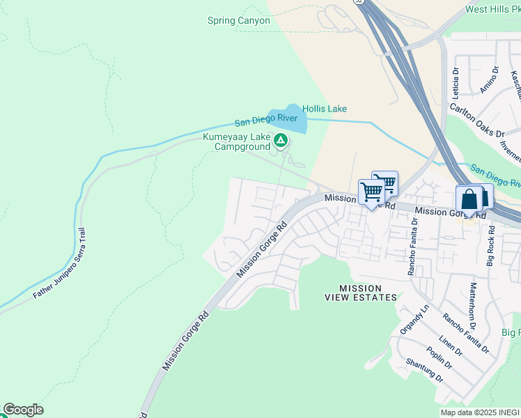 map of restaurants, bars, coffee shops, grocery stores, and more near 7508 Eagle Drive in Santee