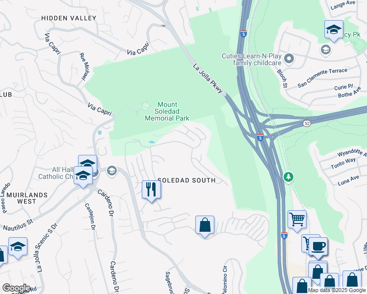 map of restaurants, bars, coffee shops, grocery stores, and more near 2773 Caminito Merion in San Diego