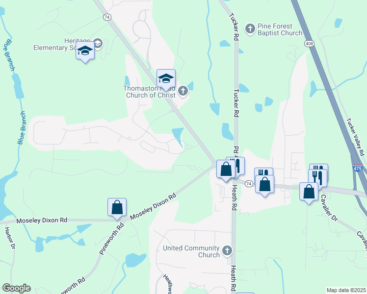 map of restaurants, bars, coffee shops, grocery stores, and more near 5759 McKinley Drive in Macon
