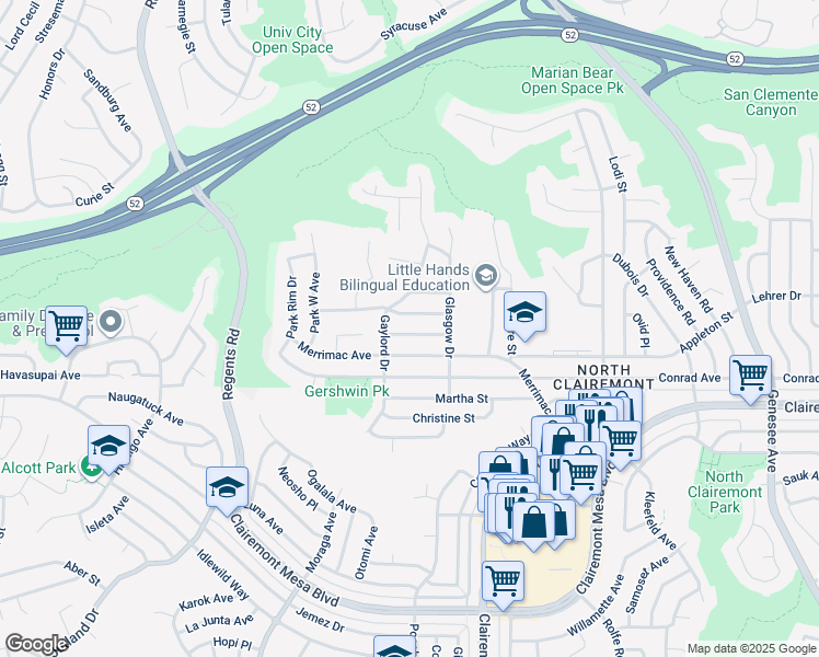 map of restaurants, bars, coffee shops, grocery stores, and more near 3649 Morlan Street in San Diego