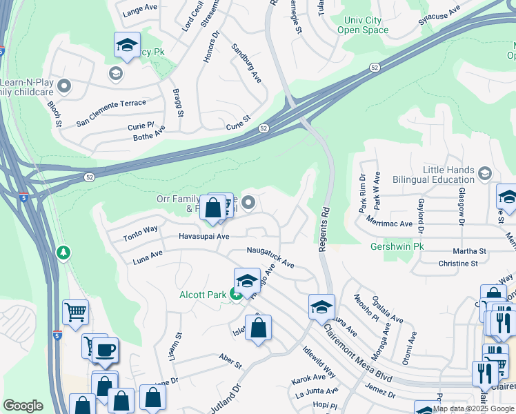 map of restaurants, bars, coffee shops, grocery stores, and more near 4930 Edwin Place in San Diego