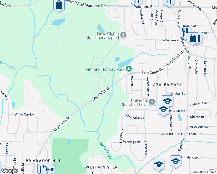 map of restaurants, bars, coffee shops, grocery stores, and more near 1273 1st Avenue in Macon