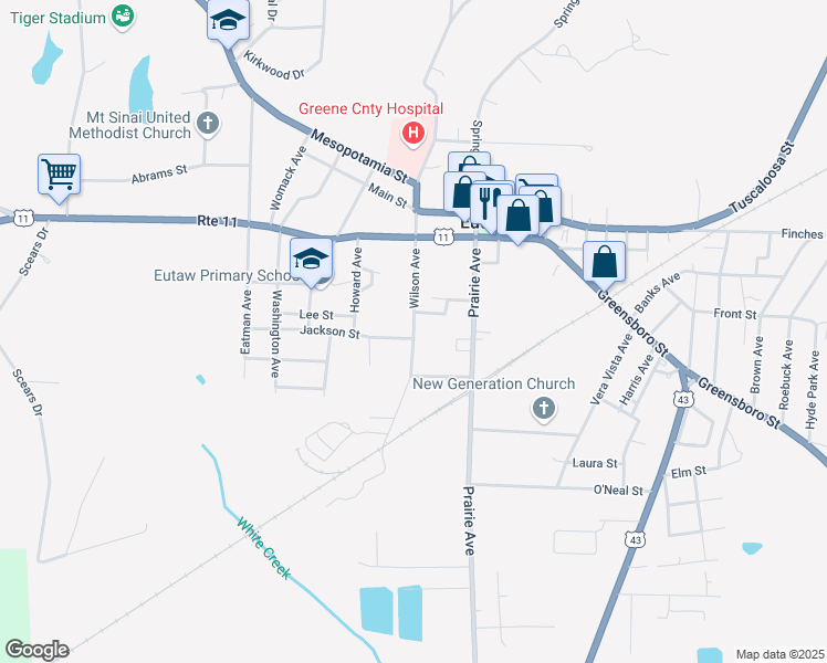 map of restaurants, bars, coffee shops, grocery stores, and more near 237 Wilson Avenue in Eutaw