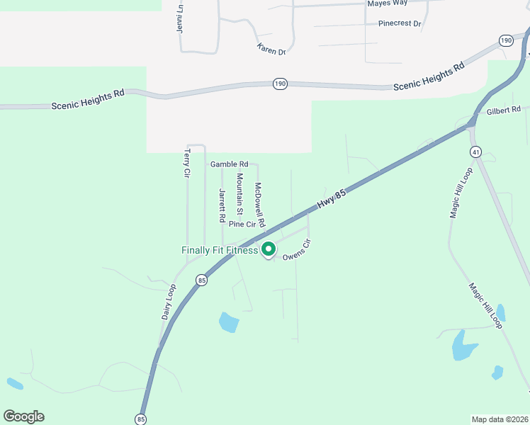 map of restaurants, bars, coffee shops, grocery stores, and more near 118 McDowell Road in Shiloh