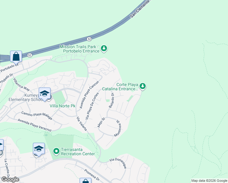 map of restaurants, bars, coffee shops, grocery stores, and more near 11527 Corte Playa Las Brisas in San Diego