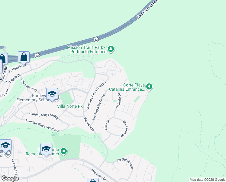 map of restaurants, bars, coffee shops, grocery stores, and more near 5179 Avenida Playa Cancun in San Diego