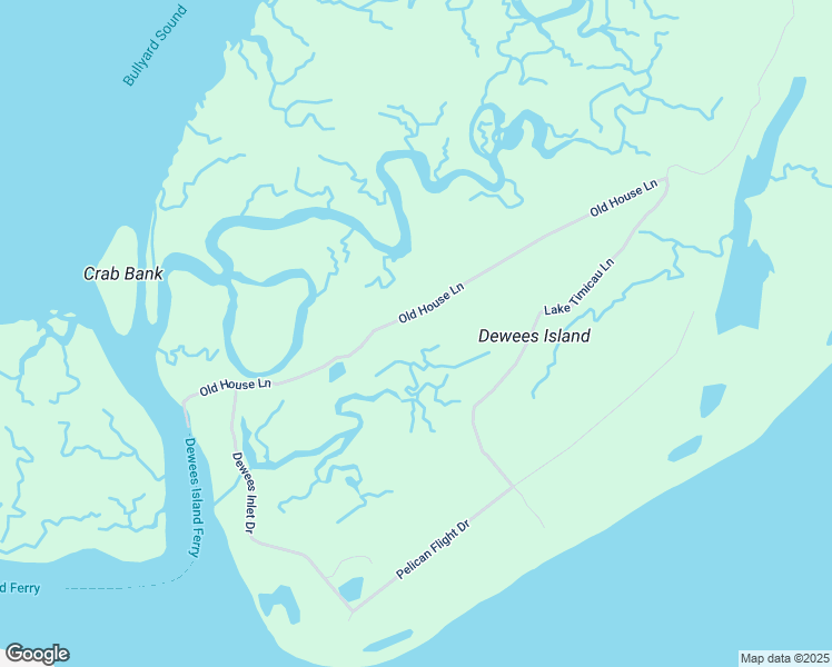 map of restaurants, bars, coffee shops, grocery stores, and more near 270 Old House Lane in Dewees Island